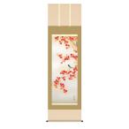 掛け軸 紅葉に小鳥 高見蘭石 54.5x190c