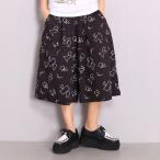 ダンス衣装　ワイドパンツ8分丈【黒】【幾何学柄】【社交ダンス・ソシアル・サルサ・タンゴ・ベリーダンス・バーレスク・各種ダンス・ヨガ・ヒップホップ】