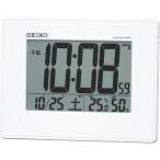 ショッピング目覚まし時計 セイコー クロック 目覚まし時計 電波 デジタル 掛置兼用 カレンダー 温度 湿度 表示 大型画面 白 パール SQ770W SEIKO