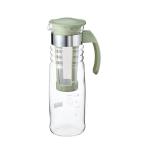 HARIO(ハリオ)かご網付き水出し茶ポット 1200ml スモーキーグリーン 耐熱ガラス製 熱湯・食洗器OK 冷水筒 HCC-12-SG