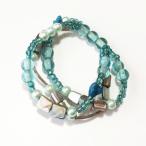 ビーズ シェル ブレスレット 3連 ブルー/ピンク 送料無料 クリックポスト ハワイアン雑貨 ハワイアンアクセサリー さざれ石 ブレスレッド ターコイズ
