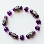 ハワイアン ブレスレット ウェーブ 波パーツ アメジスト 水晶 送料無料 ブレスレッド 日本製 クリスタル 紫水晶 お守り 風水 天然石 2月 誕生石