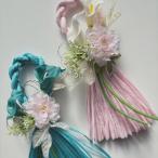 送料無料  ブルー ピンク カラー お正月飾り   水引 おしゃれ  しめ縄 お正月  壁掛け しめ飾り かすみ草