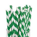 Green Striped Paper Straws (24 Pack) by Fun Express