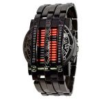 Yahoo! Yahoo!ショッピング(ヤフー ショッピング)Binary Matrix ブルーLEDデジタル腕時計 メンズ クラシック クリエイティブ ファッション ブラックメッキ ブラックレッド