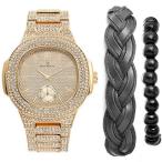 Yahoo! Yahoo!ショッピング(ヤフー ショッピング)Cuban Bling-ed Out Luxury Mens Gold Watch w/The Coolest Bracelets - Distinc