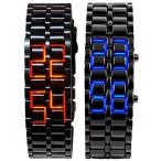 Yahoo! Yahoo!ショッピング(ヤフー ショッピング)Mastop メンズ Lava ステンレススチール 溶岩 レッド LED デジタル ブレスレット 腕時計 2 Pieces-LED