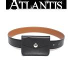 美品 エルメス HERMES ポーチ カードケース 黒×シルバー金具 セリエボタン ウエストポーチ ベルト付き 黒×ゴールド size60 〇Z刻印
