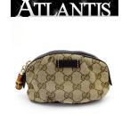極美品 グッチ GUCCI 化粧ポーチ 小物入れ GGキャンバス バンブー ベージュ 246174