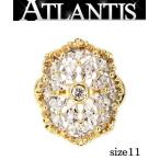 極美品 K18YG×K18WG デザインダイヤリング D0.26ct 11号 7.17g
