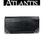 銀座店 クロムハーツ シングルフォールド ウォレット 長財布 札入れ レザー シルバー SV925 黒