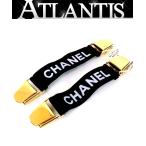 [ широкий хвост магазин ] не использовался Chanel CHANEL Logo браслет-фиксатор для рукавов черный × Gold [13979]