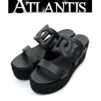 [ широкий хвост магазин ] превосходный товар Hermes HERMESshe-n Dunk ru эспадрильи itea30 Wedge сандалии чёрный size38 ( Япония размер : примерно 24.5cm) [14966]