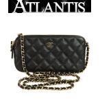 [ широкий хвост магазин ] прекрасный товар Chanel CHANEL matelasse цепь бумажник смартфон кейс черная икра чёрный G металлические принадлежности 26 номер шт. [20228]