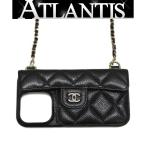  прекрасный товар Chanel CHANEL iPhone 15 pro смартфон кейс matelasse черная икра чёрный G металлические принадлежности Random серийный [74659]