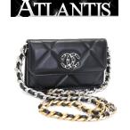  не использовался Chanel CHANEL Chanel 19 здесь Mark цепь бумажник Minya m чёрный 31 номер шт. AP2450 [75684]