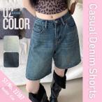  Denim шорты половина колено длина низ Short половина край длина одноцветный женский Корея мода casual простой распорка лето хлеб Trend 