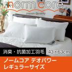 日本製 極上の快眠とリラックス 究極の枕 ノームコア デオパワー 消臭+抗菌加工羽毛 レギュラーサイズ 43×63 防ダニ枕カバー付き