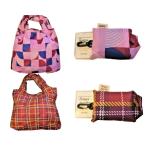 エコバック レディースバッグ エコバック 折りたたみバッグ 収納フック付ポーチ コンパクトエコバック サービス品 ピンク エンジ格子柄