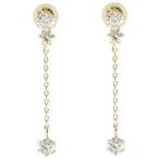 ピアス 揺れる ダイヤモンドピアス ロングピアス スリーストーン トリロジー イエローゴールドk18 18k ピアス揺れる ダイヤ タッセル フリンジ セール sale