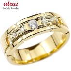 メンズ リング イエローゴールドk10 ダイヤモンド エンゲージリング ダイヤ 指輪 幅広 ピンキーリング 10金 宝石 男性用 ストレート 送料無料 セール SALE