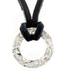 ショッピングハワイアン ハワイアンジュエリー メンズ ネックレス シルバー925 リング 革ひも sv925 輪っか リングネックレス トップ キーリングネックレス トップ 男性 セール SALE