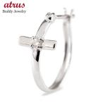 ゴールド 片耳ピアス ダイヤモンド クロス リング フープピアス メンズ 10k ホワイトゴールドk10 10金 ピアス シンプル 男性 あすつく 送料無料 新春初売り 人気