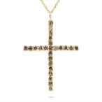 18金 ネックレス ペンダントトップ メンズ クロス ブラウンダイヤモンド SIクラス ゴールド 18k トップ 十字架 シンプル あすつく 送料無料 セール 爆買