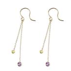 ピアス ゴールド ライトアメジスト イエローサファイア フックピアス 揺れる 10金 イエローゴールドk10 10k ロングピアス 女性 あすつく 送料無料 爆買