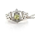 ティアラ ベビーリング ペリドット ネックレス ホワイトゴールドk18 ペンダント 王冠 クラウン ミル打ち k18wg チェーン 人気 8月誕生石 18金 送料無料