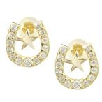 ピアス 18金 メンズ ダイヤモンド 馬蹄 ホースシュー スター 星 イエローゴールドk18 18k ...