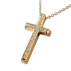 ネックレス ダイヤモンド クロス トップ ペンダント ダイヤ 十字架 ピンクゴールドk18 18k チェーン 人気 18金 プレゼント 女性 送料無料 セール SALE