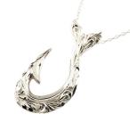 メンズ ハワイアンジュエリー フィッシュフック ネックレス プラチナ ホエールテール 釣針 ペンダント マリン系 地金 シンプル pt900 チェーン 人気