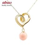 Yahoo! Yahoo!ショッピング(ヤフー ショッピング)ネックレス ダイヤモンド 18金 トップ オープンハート 珊瑚 コーラル サンゴ ペンダントトップ イエローゴールドk18 18k 人気 3月誕生石 女性 送料無料