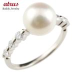 パールリング 真珠 フォーマル エンゲージリング ダイヤモンド 婚約指輪 ダイヤ シルバー リング 指輪 ストレート プレゼント 女性 送料無料 セール SALE
