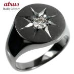 シルバー 印台 リング キュービックジルコニア 一粒 幅広 sv925 シグネットリング 指輪 ブラ ...