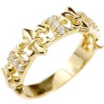 婚約指輪 リング イエローゴールドk18 キュービックジルコニア ユリの紋章 エンゲージリング 指輪 ピンキーリング 18金 フルール・ド・リス 百合 人気