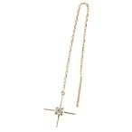 18金 ピアス クロス 片耳 ダイヤモンド 一粒 アメリカンピアス ゴールド シンプル ピンクゴールドk18 18k 十字架 華奢 ロングピアス