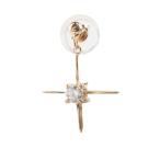 18金 ピアス クロス 片耳 ダイヤモンド 一粒 ゴールド シンプル ピンクゴールドk18 18k 十字架 華奢 ダイヤ スタッドピアス