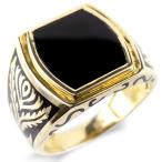 シルバーリングメンズオニキスエナメ...