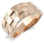 18金 リング チェッカーフラッグパターン メンズ 指輪 ゴールド 18k ピンクゴールドk18 ピンキーリング 幅広 シンプル 市松模様 チェック 送料無料 人気