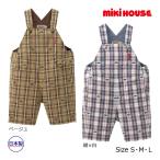 * приобретенный товар * Miki House mikihouse 6 минут длина комбинезон в клетку Logo S(70-80cm)*M(80-90cm)*L(90-100cm)
