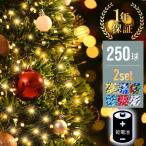 イルミネーション 乾電池 250球 2個セット LED 屋外 ストレート イルミ 電池 LED 防滴 ストレート クリスマス ガーデンライト ツリー 飾り