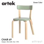 Artek アルテック CHAIR 69 チェア 69 バーチ材 背座 （グリーン） 脚部 （クリアラッカー仕上げ） デザイン：アルヴァ・アアルト