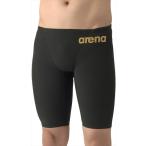 【1点までメール便可】 [arena]アリーナ メンズWA承認競泳水着 レーシングスパッツ(ハーフレッグ) (AS6SRC12M)(BKGD) ブラック×ゴールド[取寄商品]
