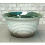 中型睡蓮鉢 NS-L 白 14号　陶器製 ビオトープ,テラリウム創りに 水生植物 姫睡蓮 ホテイ草 ガーデニング めだか鉢