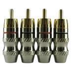 RCAプラグ RCAコネクタ ピンプラグ ハンダ式 自作用 24K 金メッキ F シルバー 4本セット メール便送料無料