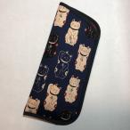  очки кейс soft футляр для очков очки inserting симпатичный кошка .. сделано в Японии удача ... разница включено очки кейс темно-синий серия 