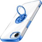 iPhone 17e / iPhone 16e для кейс прозрачный кольцо имеется покрытие прозрачный смартфон кейс металлизированный обработка мягкий чехол ударопрочный легкий тонкий подставка функция голубой 