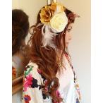 白×ゴールドの髪飾り♪　髪飾り　髪留め　ヘアアクセサリー　派手　バラ　薔薇　ゴージャス　成人式　結婚式